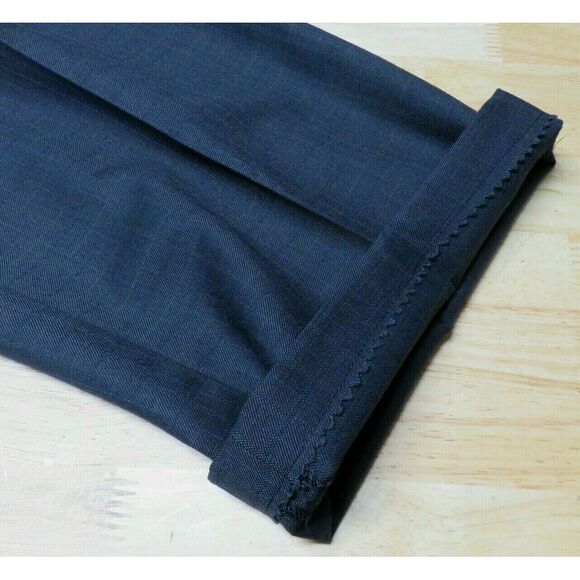 Mens Manzini Uomo 3 Button Suit Size 44R 33x29 Blue Check Super 120s Wool Italy - Picture 7 of 12